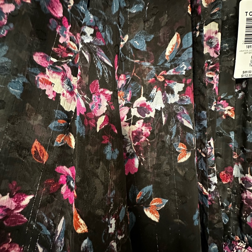 Long Torrid pink and black bell sleeved floral Kimono - Picture 2 of 3